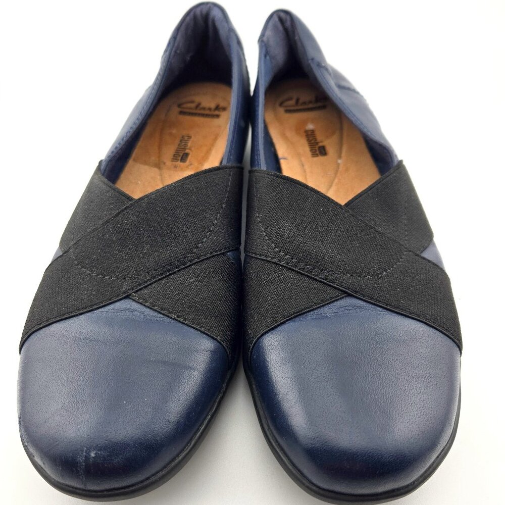 Clarks Medora Jem Women’s 9 Navy Leather Comfort Slip On Flats